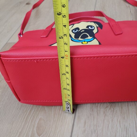 Marc Tetro Red Pug Dog Small Tote Crossbody Bag Purse NWOT - Picture 11 of 16